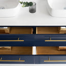 Fresca Lucera 72" Royal Blue Wall Hung Double Vessel Sink Modern Bathroom Vanity with Medicine Cabinets FVN6172RBL-VSL-D