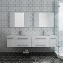 Fresca Lucera 72" White Wall Hung Double Undermount Sink Modern Bathroom Vanity with Medicine Cabinets FVN6172WH-UNS-D