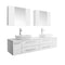 Fresca Lucera 72" White Wall Hung Double Vessel Sink Modern Bathroom Vanity w/ Medicine Cabinets FVN6172WH-VSL-D