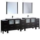 Fresca Torino 108" Espresso Modern Double Sink Bathroom Vanity w/ 3 Side Cabinets & Integrated Sinks FVN62-108ES-UNS