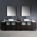 Fresca Torino 108" Espresso Modern Double Sink Bathroom Vanity with 3 Side Cabinets and Vessel Sinks FVN62-108ES-VSL