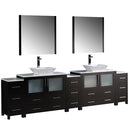 Fresca Torino 108" Espresso Modern Double Sink Bathroom Vanity w/ 3 Side Cabinets & Vessel Sinks FVN62-108ES-VSL