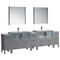 Fresca Torino 108" Gray Modern Double Sink Bathroom Vanity w/ 3 Side Cabinets & Integrated Sinks FVN62-108GR-UNS