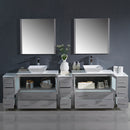 Fresca Torino 108" Gray Modern Double Sink Bathroom Vanity with 3 Side Cabinets and Vessel Sinks FVN62-108GR-VSL