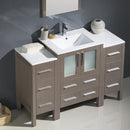 Fresca Torino 48" Gray Oak Modern Bathroom Vanity with 2 Side Cabinets and Integrated Sink FVN62-122412GO-UNS