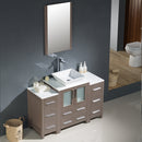 Fresca Torino 48" Gray Oak Modern Bathroom Vanity with 2 Side Cabinets and Vessel Sink FVN62-122412GO-VSL