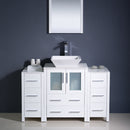 Fresca Torino 48" White Modern Bathroom Vanity with 2 Side Cabinets and Vessel Sink FVN62-122412WH-VSL