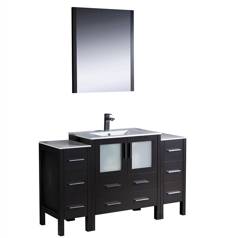 Fresca Torino 54" Espresso Modern Bathroom Vanity w/ 2 Side Cabinets & Integrated Sink FVN62-123012ES-UNS