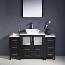 Fresca Torino 54" Espresso Modern Bathroom Vanity with 2 Side Cabinets and Vessel Sink FVN62-123012ES-VSL