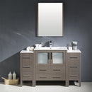 Fresca Torino 54" Gray Oak Modern Bathroom Vanity with 2 Side Cabinets and Integrated Sink FVN62-123012GO-UNS