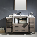 Fresca Torino 54" Gray Oak Modern Bathroom Vanity with 2 Side Cabinets and Integrated Sink FVN62-123012GO-UNS