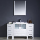 Fresca Torino 54" White Modern Bathroom Vanity with 2 Side Cabinets and Integrated Sink FVN62-123012WH-UNS