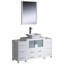 Fresca Torino 54" White Modern Bathroom Vanity w/ 2 Side Cabinets & Vessel Sink FVN62-123012WH-VSL