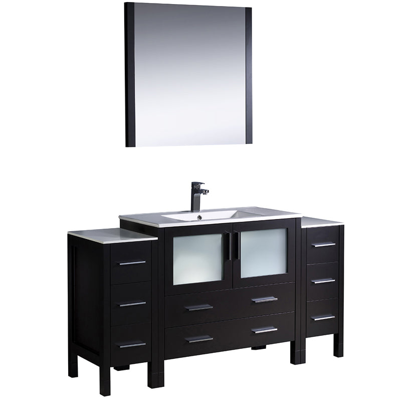 Fresca Torino 60" Espresso Modern Bathroom Vanity w/ 2 Side Cabinets & Integrated Sink FVN62-123612ES-UNS