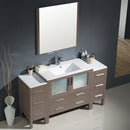 Fresca Torino 60" Gray Oak Modern Bathroom Vanity with 2 Side Cabinets and Integrated Sink FVN62-123612GO-UNS