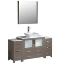 Fresca Torino 60" Gray Oak Modern Bathroom Vanity w/ 2 Side Cabinets & Vessel Sink FVN62-123612GO-VSL