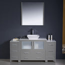 Fresca Torino 60" Gray Modern Bathroom Vanity with 2 Side Cabinets and Vessel Sink FVN62-123612GR-VSL