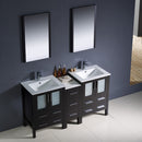 Fresca Torino 60" Espresso Modern Double Sink Bathroom Vanity with Side Cabinet and Integrated Sinks FVN62-241224ES-UNS