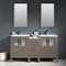 Fresca Torino 60" Gray Oak Modern Double Sink Bathroom Vanity with Side Cabinet and Integrated Sinks FVN62-241224GO-UNS