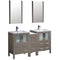 Fresca Torino 60" Gray Oak Modern Double Sink Bathroom Vanity w/ Side Cabinet & Integrated Sinks FVN62-241224GO-UNS