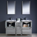 Fresca Torino 60" Gray Modern Double Sink Bathroom Vanity with Side Cabinet and Integrated Sinks FVN62-241224GR-UNS