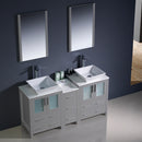 Fresca Torino 60" Gray Modern Double Sink Bathroom Vanity with Side Cabinet and Vessel Sinks FVN62-241224GR-VSL