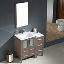 Fresca Torino 36" Gray Oak Modern Bathroom Vanity with Side Cabinet and Integrated Sinks FVN62-2412GO-UNS