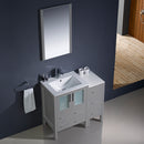 Fresca Torino 36" Gray Modern Bathroom Vanity with Side Cabinet and Integrated Sinks FVN62-2412GR-UNS