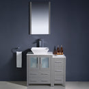 Fresca Torino 36" Gray Modern Bathroom Vanity with Side Cabinet and Vessel Sink FVN62-2412GR-VSL