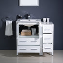 Fresca Torino 36" White Modern Bathroom Vanity with Side Cabinet and Integrated Sink FVN62-2412WH-UNS