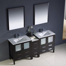 Fresca Torino 72" Espresso Modern Double Sink Bathroom Vanity with Side Cabinet and Integrated Sinks FVN62-301230ES-UNS