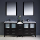 Fresca Torino 72" Espresso Modern Double Sink Bathroom Vanity with Side Cabinet and Integrated Sinks FVN62-301230ES-UNS