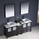 Fresca Torino 72" Espresso Modern Double Sink Bathroom Vanity with Side Cabinet and Vessel Sinks FVN62-301230ES-VSL