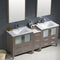 Fresca Torino 72" Gray Oak Modern Double Sink Bathroom Vanity with Side Cabinet and Integrated Sinks FVN62-301230GO-UNS