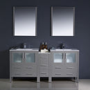 Fresca Torino 72" Gray Modern Double Sink Bathroom Vanity with Side Cabinet and Integrated Sinks FVN62-301230GR-UNS