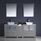 Fresca Torino 72" Gray Modern Double Sink Bathroom Vanity with Side Cabinet and Vessel Sinks FVN62-301230GR-VSL