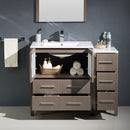 Fresca Torino 42" Gray Oak Modern Bathroom Vanity with Side Cabinet and Integrated Sink FVN62-3012GO-UNS