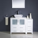 Fresca Torino 42" White Modern Bathroom Vanity with Side Cabinet and Vessel Sink FVN62-3012WH-VSL