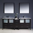 Fresca Torino 84" Espresso Modern Double Sink Bathroom Vanity with Side Cabinet and Integrated Sinks FVN62-361236ES-UNS