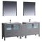 Fresca Torino 84" Gray Modern Double Sink Bathroom Vanity w/ Side Cabinet & Integrated Sinks FVN62-361236GR-UNS