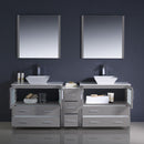 Fresca Torino 84" Gray Modern Double Sink Bathroom Vanity with Side Cabinet and Vessel Sinks FVN62-361236GR-VSL