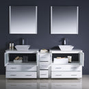 Fresca Torino 84" White Modern Double Sink Bathroom Vanity with Side Cabinet and Vessel Sinks FVN62-361236WH-VSL