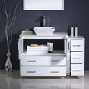 Fresca Torino 48" White Modern Bathroom Vanity with Side Cabinet and Vessel Sink FVN62-3612WH-VSL