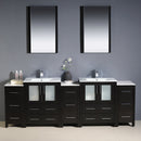 Fresca Torino 84" Espresso Modern Double Sink Bathroom Vanity with 3 Side Cabinets and Integrated Sinks FVN62-72ES-UNS