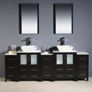 Fresca Torino 84" Espresso Modern Double Sink Bathroom Vanity with 3 Side Cabinets and Vessel Sinks FVN62-72ES-VSL