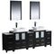 Fresca Torino 84" Espresso Modern Double Sink Bathroom Vanity w/ 3 Side Cabinets & Vessel Sinks FVN62-72ES-VSL