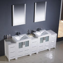 Fresca Torino 84" White Modern Double Sink Bathroom Vanity with 3 Side Cabinets and Integrated Sinks FVN62-72WH-UNS