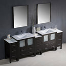 Fresca Torino 96" Espresso Modern Double Sink Bathroom Vanity with 3 Side Cabinets and Integrated Sinks FVN62-96ES-UNS