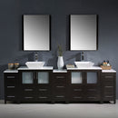 Fresca Torino 96" Espresso Modern Double Sink Bathroom Vanity with 3 Side Cabinets and Vessel Sinks FVN62-96ES-VSL