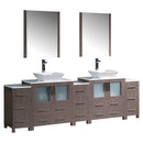 Fresca Torino 96" Gray Oak Modern Double Sink Bathroom Vanity w/ 3 Side Cabinets & Vessel Sinks FVN62-96GO-VSL